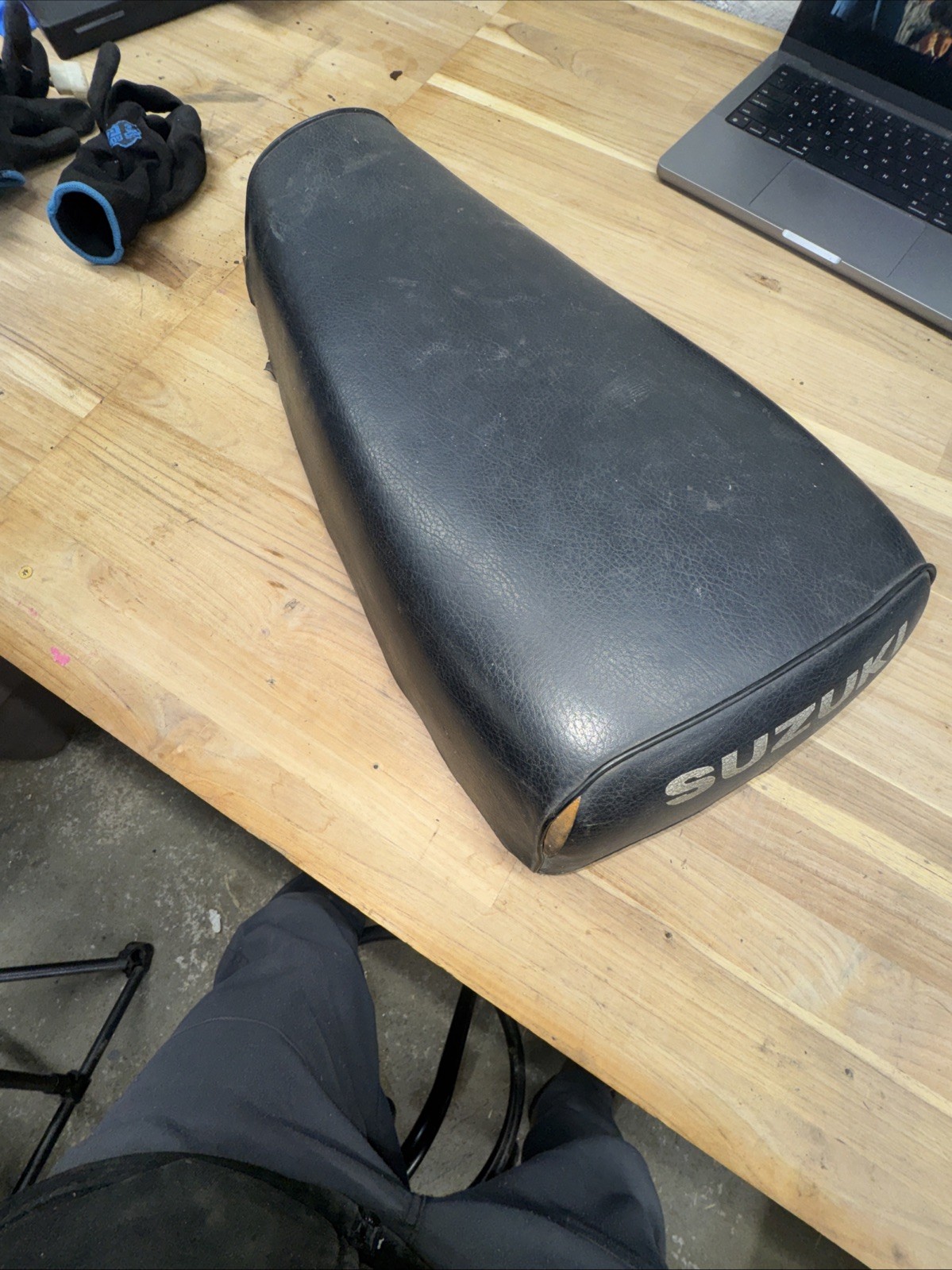 Vintage Suzuki Motorcycle Seat OEM Black Seat Pan & Cover Original