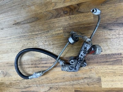 Vintage Japanese Motorcycle Rear Brake Master Cylinder w/ Lines Hose 1970s 80s